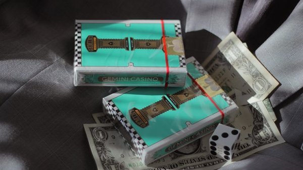 画像1: Gemini Casino Turquoise Playing Cards (1)