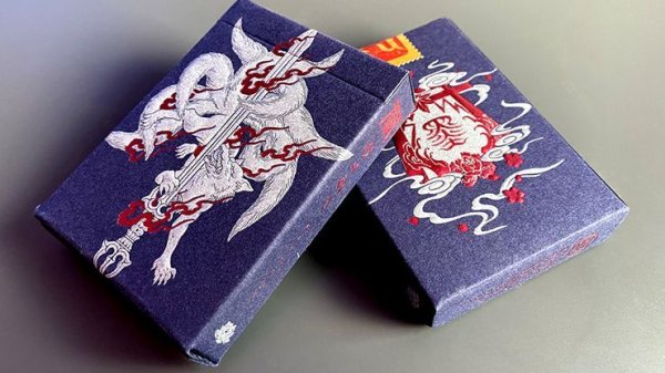 画像1: Sumi Kitsune Myth Maker (Blue/Red Craft Letterpressed Tuck) Playing Cards (1)