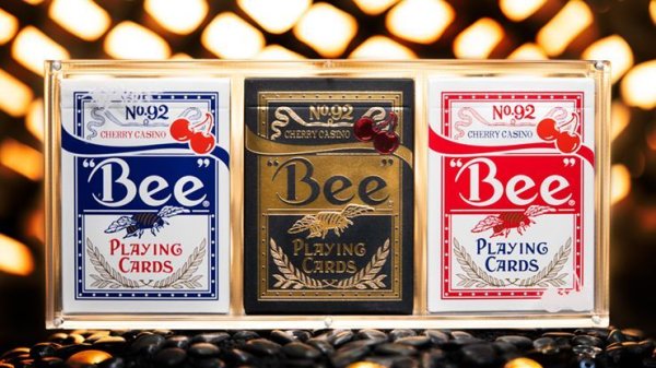 画像1: Limited Bee X Cherry 3 deck Set (Blue, Red and Black) Playing Cards (1)